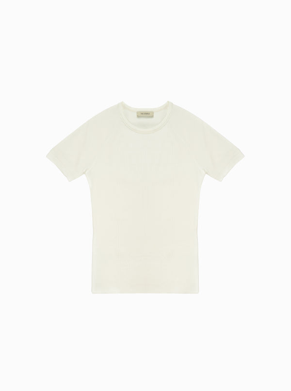 Nicholas White Silk Rib T-Shirt
